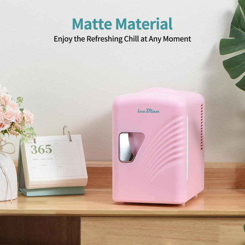 Iceblue Mini Fridge, Retro 4 Liter /6 Cans Tiny Fridge, AC Plug & 12V Car Charger Small Refrigerator, Compact & Portable 4A Cooling Mini Refrigerator for Bedroom, Car, Office, Dorm, Gift (Pink) - Image 4